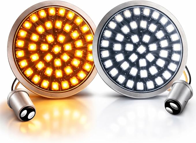 Eagle Lights Generation II Midnight Edition 2 Inch LED Front Turn Signals with White Running Lights Compatible with Harley Davidson Motorcycles - 1157 Base