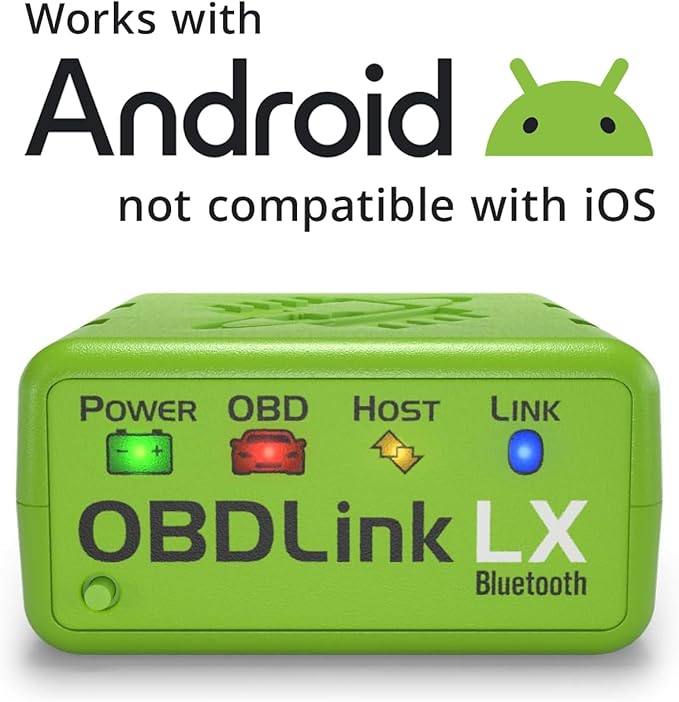 OBDLink LX Bluetooth 3.0 OBD2 Adapter for Motoscan, Torque, Hybrid Assistant (Android Only), OBD II Diagnostic Scanner