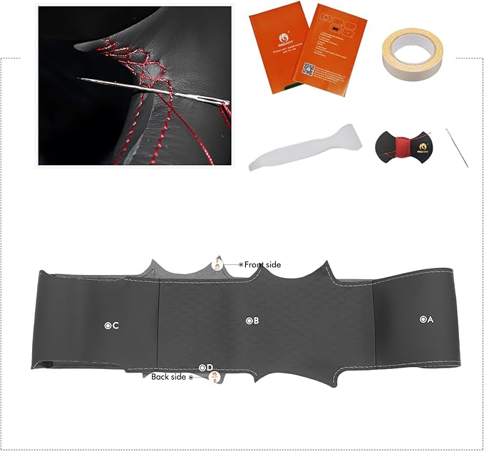 MEWANT Black Solid Hexagon Embossed Artificial Leather Steering Wheel Cover for Dodge RAM 1500 2012-2018 1500 Classic