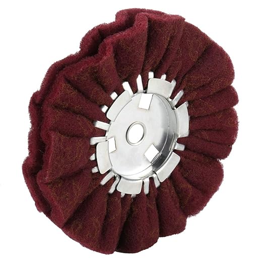 8" Non-Woven Airway Satin Buffing Wheel, 5/8" Arbor Hole | Surface Prep Wheel for Angle Grinder, Ideal for Sanding & Polishing Aluminum, Stainless Steel - 1 PCS