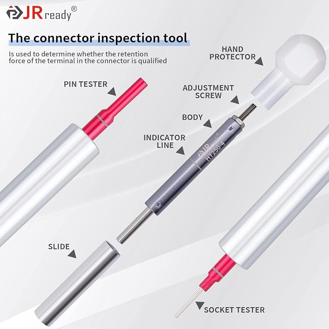 JRready ST5245-HT250 Electrical Tension Test Tools，20# Socket and Pin Tester Tips Work with The HT250-4 Adjustable Retention Dynamometer Tool Set in Electrical System Tools(RED)