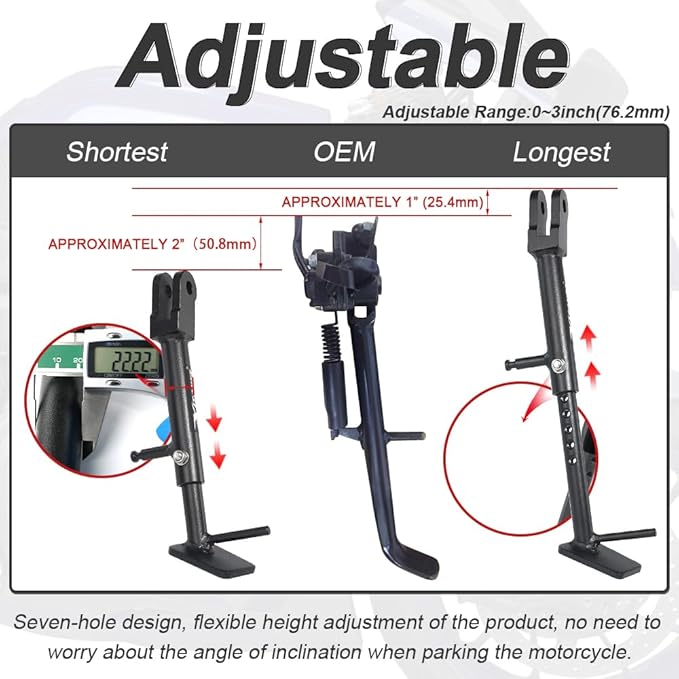 xitomer 0-3" Adjustable Kickstand Fit for YZF-R7 2022 2023 2024 2025 2026 Motorcycle Adjustable Side Stand Fit for YZF R7 Foot Side Support