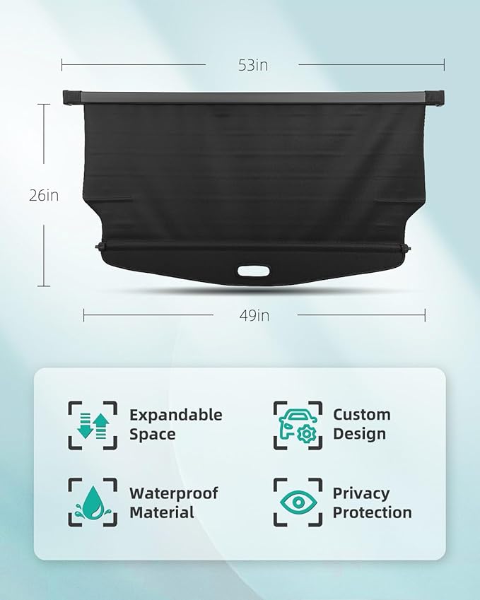 SCITOO Cargo Cover 2018-2024 for Ch-evrolet Equinox 1.5L 2018-2024 for Ch-evrolet Equinox 1.6L Upgraded Retractable Rear Trunk Cover with Aluminum PVC&Plastic