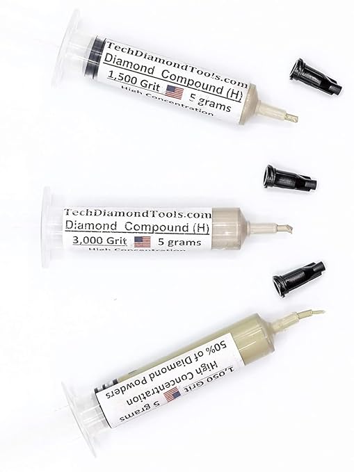 TechDiamondTools Kit of 3 Diamond Polishing Compound Polishing Paste USA Made 1050 1500 3000 Grit for Marble Glass Metal Rock Jewelry Resin Silver Gemstone with High Concentration of Diamond Powder