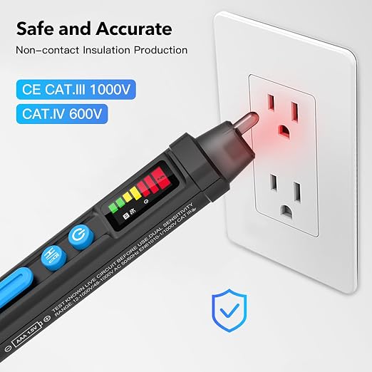 Electrical Test Kit, GFCI Outlet Tester with LCD Display, Non-Contact Voltage Tester Kit with Flashlight, for Wiring Fault Detection, Checking Outlets, and Voltage Testing