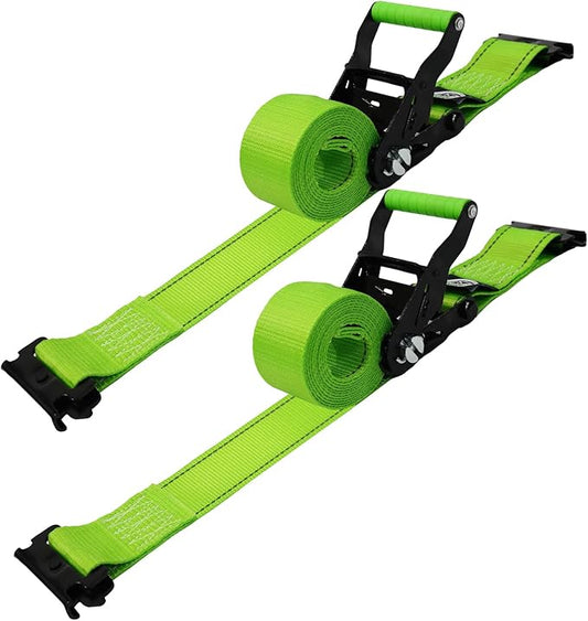 STARLEAPARTS E Track Ratchet Straps, 2 Pack 2“x8’ E Track Ratchet Tie Down Straps, 4400LBS Breaking Strength, Ultimate Heavy Duty eTrack Cargo Strap System for Trucks, Trailers, Vans