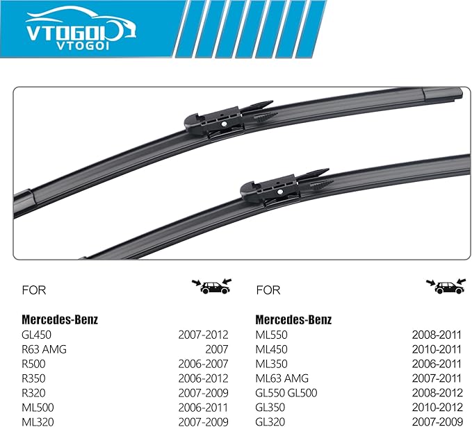 OEM Windshield Wiper Blades Replacement for Mercedes-Benz GL450 2007-2012 R350 2006-2012 ML350 2006-2011, All Weather Original Factory Quality Front & Rear Wipers Set 28"+21"+12" (Pack of 3)