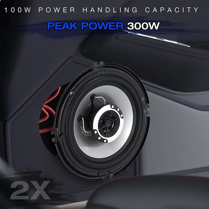 6in 2-Way Coaxial Car Speakers, 400W (100W RMS), Universal Car Stereo Speaker Replace, Auxiliary Coaxial Speaker W/Wire & Cover (Pair)