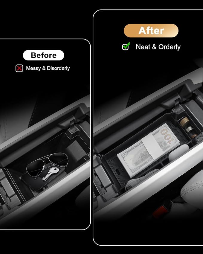 ECOZEN Center Console Organizer For 2021-2026 Nissan Rogue - 2 Pcs Armrest Box Storage Tray + Lower Console Organizer Tray For 2021-2026 Rogue(S/SV/Dark Armor/Rock Creek/Platinum) Accessories