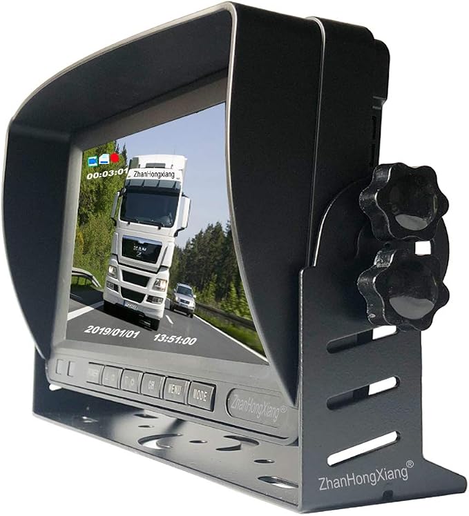AHD 1080P RV Backup Camera 7 inch DVR Monitor System 12V/24V for Semi Bus Truck Trailer Camper 5th Wheel,IP69 Waterproof IR Reverse Rear View Mirror Camera with 4 Pin 15m Cable
