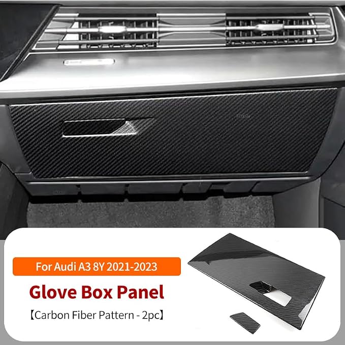 Center Console Co-Pilot Glove Box Panel Cover Protective Trim Compatible with Audi A3 8Y 2015-2020 2021 LHD, ABS Carbon Fiber Texture Glove Box Panel Cover