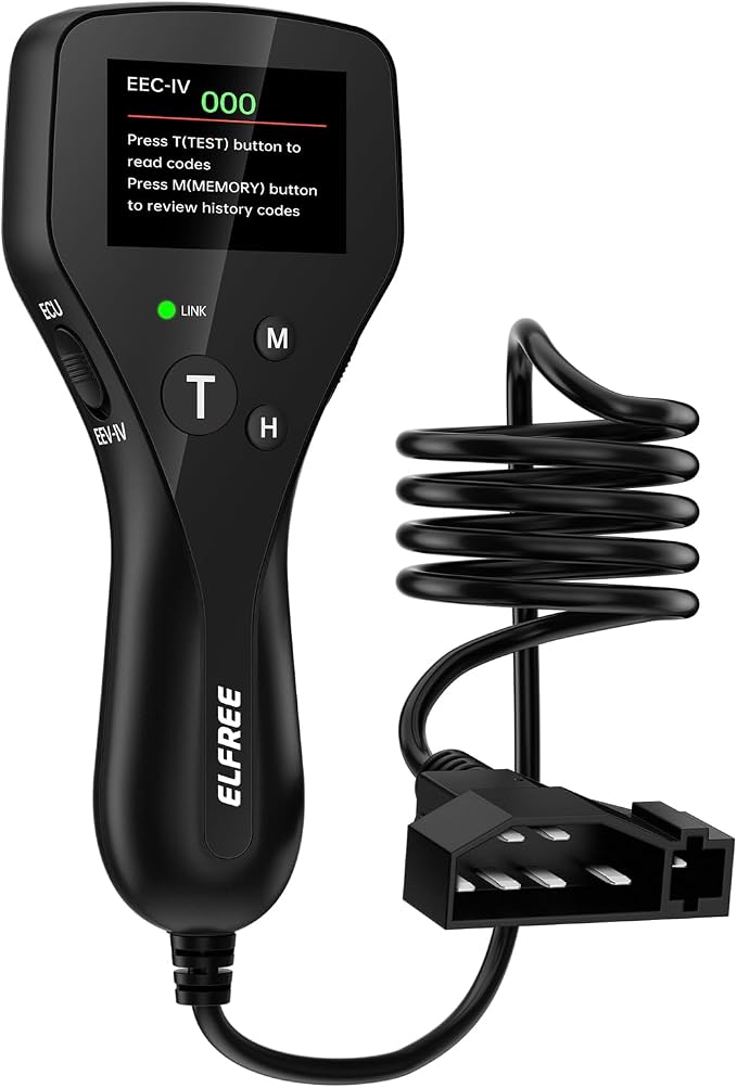 ELFREE OBD1 Scanner Compatible with Ford Lincoln Mercury 1981-1995, LCD Display Code Reader with Definitions, Plug and Play OBD1 Scann Tool, Reinforced Pins, 9FT Cable