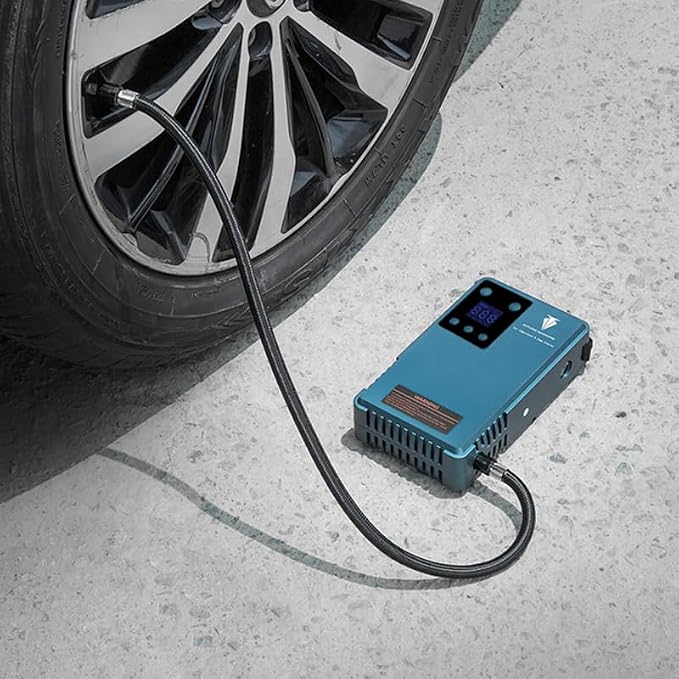 Jump Starter with Air Compressor Battery Booster Power Pack,Powerbank,Portable Electric Car Tire Inflator, Digital Tyre Inflator Air Compressor,Auto-Stop Portable Car Tyre Pump