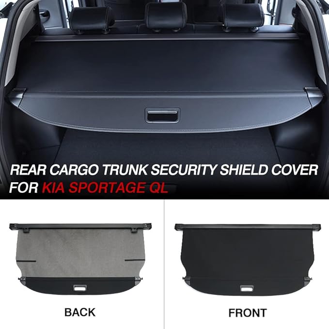 Powerty Retractable Cargo Cover for 2017-2022 Kia Sportage, Canvas Texture Trunk Cover Privacy Screen Rear Security Shade for Sportage Accessories