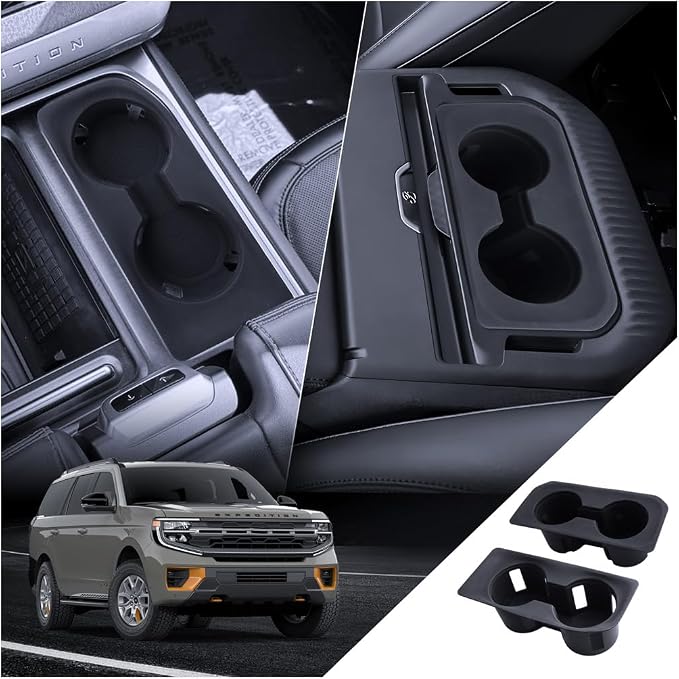 for Expedition Cup Holder 2025-2026 Expedition(Active/Platinum/Tremor/King Ranch) Accessories 2 Pcs Silicone Center Console Cup Holder Insert Durable