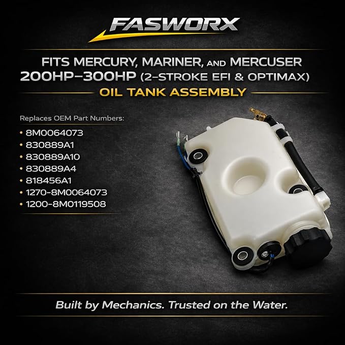 FASWORX Oil Tank Reservoir Assembly for Mercury Mariner 3.0L V6 2-Stroke Outboard 200HP 225HP 250HP 300HP, Replaces 8M0119508, 8M0064073, 830889A1, 818456A1, Compatible with EFI & OptiMax DFI Engines