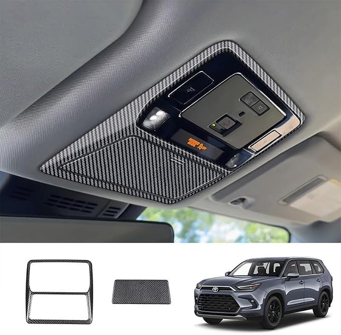 2Pcs Car Reading Light Frame Panel Trim Cover Compatible with Toyota Grand Highlander 2024 2025 2026 Fit for 2024-2026 Grand Highlander ABS Accessories(Carbon Fiber)