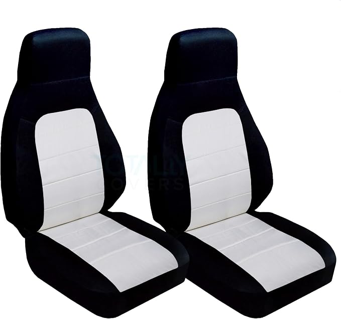 Totally Covers Compatible with 1990-2000 Mazda MX-5 Miata Seat Covers: Black and White (22 Colors) Bucket