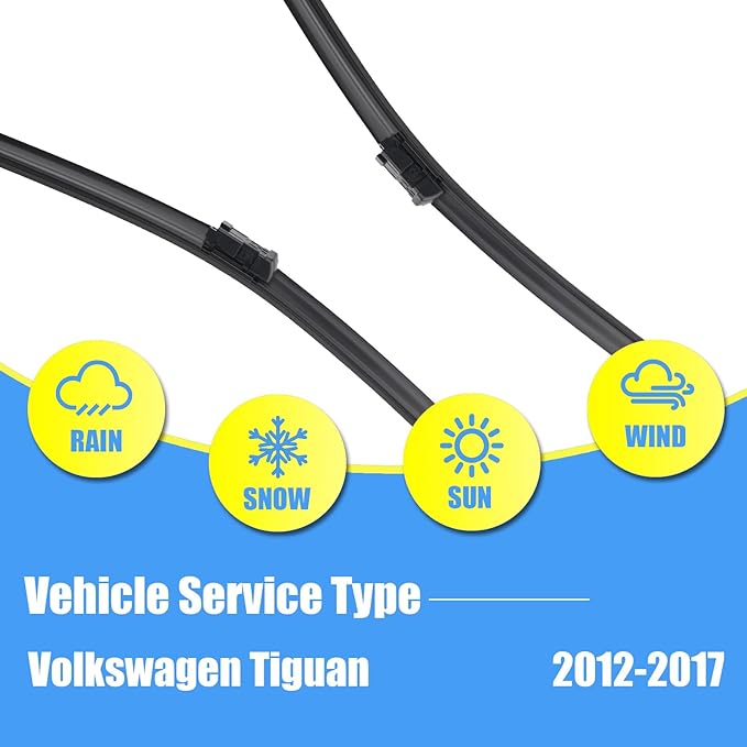 Gavimnal® 24"+21"+13" Silicone Wiper Blades Replacement For Volkswagen Tiguan 2007-2017,All-Season Front Rear Windshield Wiper Blades(Set of 3)