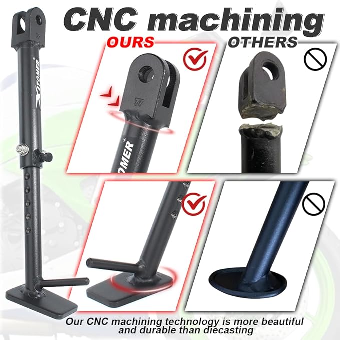 Xitomer 0-3 inches Adjustable Kickstand Fit for Ninja ZX-6R / ABS 2013-2026 & ZX 6R KRT Edition 2016-2019, 2023 & ZX6R 30th Anniversary Edition 2015 Motorcycle Adjustable Side Stand Foot Side Support