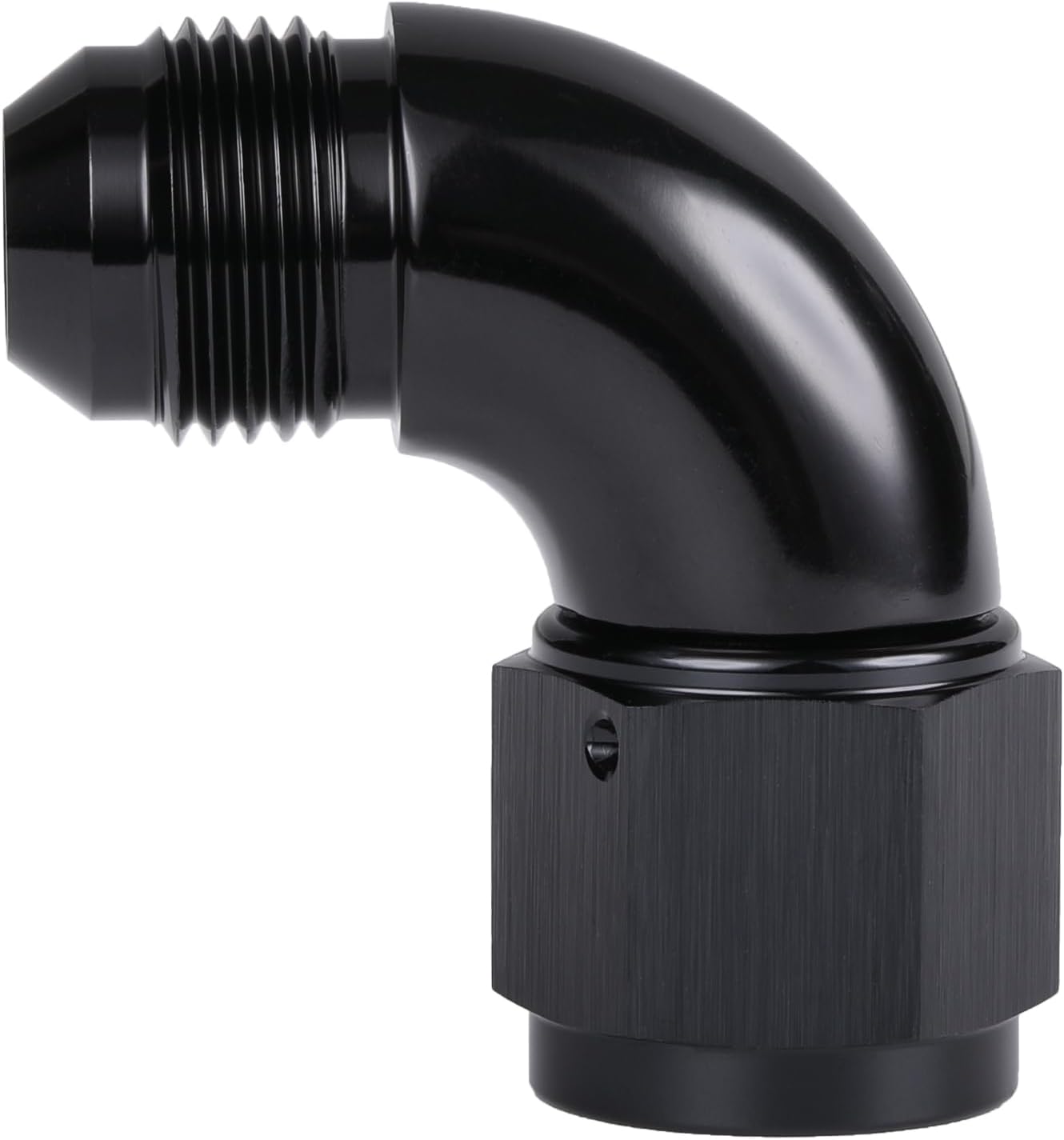 90 Degree 8AN Male to 8AN Female Swivel Full Flow Fitting Adapter Coupler Aluminum Black