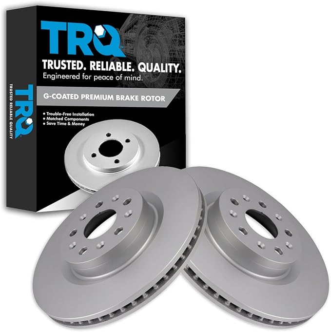 TRQ Front Brake Rotor Set G Coated Vented Compatible with 2014-2019 Cadillac CTS 2016-2020 CT6 2020-2024 CT5 2016-2022 Chevrolet Camaro