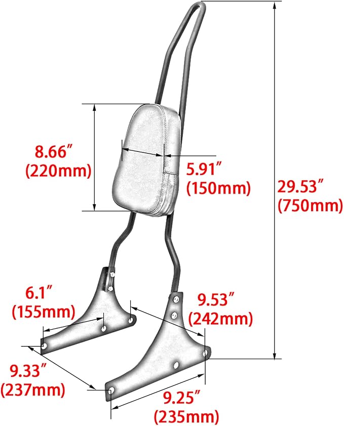 Rear Backrest Sissy Bar For Harley Davidson Heritage Softail FXSTC FLSTC Springer FLSTS Fat Boy EFI FLSTF,Chrome