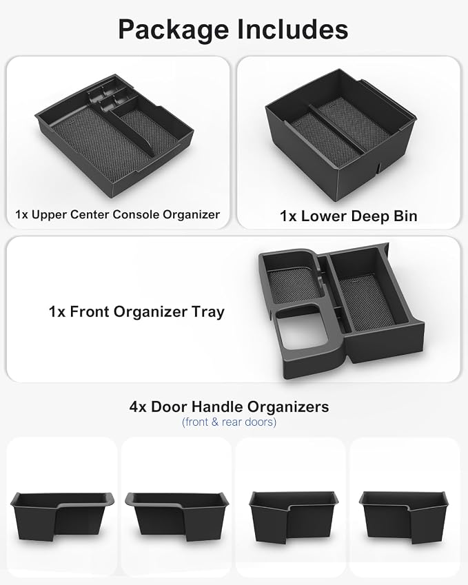 SEVEN SPARTA 7 Pcs Center Console Organizer Set for Ford Maverick 2022-2026 | Package Includes: 1x Front Tray, 1x Upper Console Organizer,1x Lower Deep Bin，4x Front & Rear Door Handle Storage Organizers
