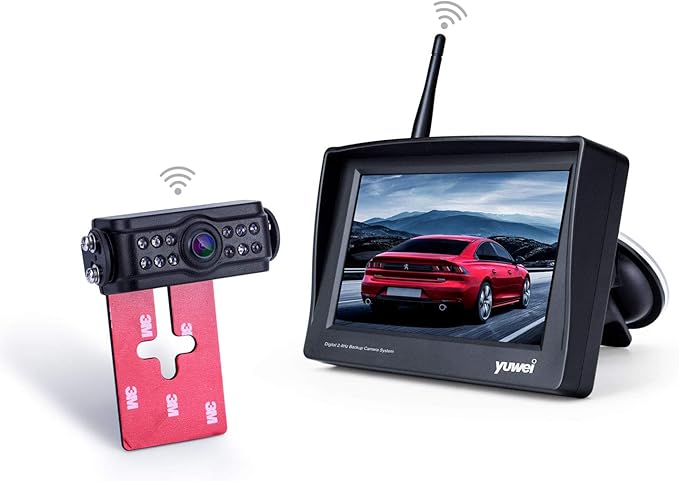 Yuwei Digital Wireless Backup Camera System with 4.3’’ Wireless Reversing Monitor, Stable Wireless Signal & No Interference for Cars, Pickups, Camper, Vans, SUVs, Sedans, Minivans, Cargo Vans,etc