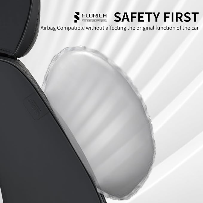 FLORICH Seat Covers, Car Seat Covers Full Set, Luxury Nappa Leather Seat Covers, Breathable and Waterproof Car Seat Protector 5 Seat, Automotive Seat Covers Universal Fit for Most Cars-Coal Black