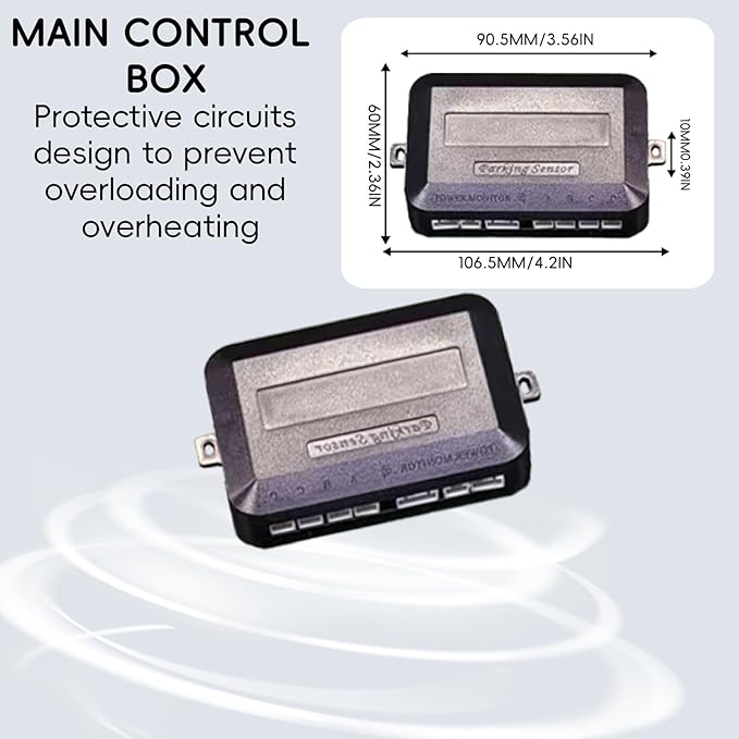 LCD Parking Sensor Kit - Displays Data on Original Screen, Easy Rear Installation, Compatible with CVBS Cameras (Not for AHD), 18 Probe Colors to Match Any Vehicle LightYellow