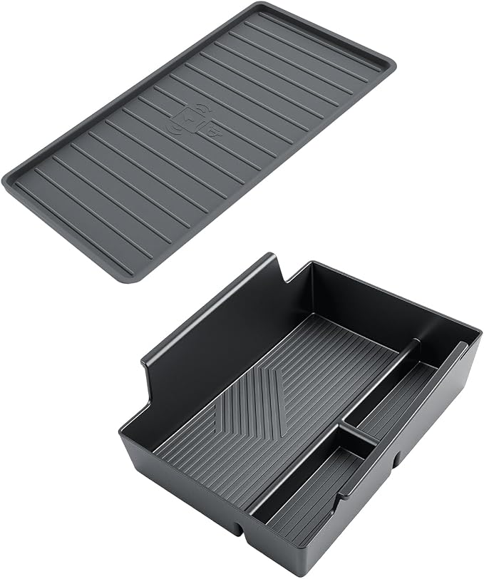 SKTU 2PCS for 2026 Nissan Sentra Center Console Organizer for 2026+ Nissan Sentra (S/SV/SR/SL) Wireless Charging Mat & Console Tray 2026 Sentra Accessories ABS Insert Tray 2026 Sentra Non-Slip Pad