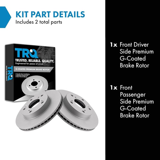 TRQ Front Brake Rotor Set G Coated Vented Compatible with 2013-2014 Acura ILX 2012-2015 Honda Civic