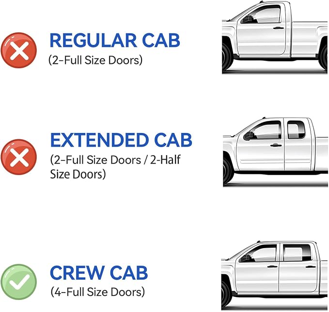 Window Visors Rain Guards for 2007-2013 Chevy Silverado/GMC Sierra 1500/Avalanche Crew Cab, Window Vent Wind Deflectors Visors Shades for 2007-2014 Silverado/Sierra 2500HD-3500HD/Suburban/Yukon XL