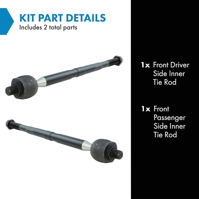 TRQ Front Inner Tie Rod Set 2 Piece Compatible with 2013-2018 Ford C-Max 13-19 Escape 12-18 Focus 14-19 Transit Connect