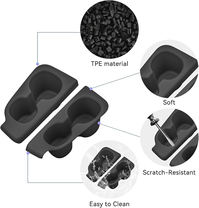 smabee 3rd Row Cup Holder Inserts for Honda Pilot 2023-2026 Car Accessories TPE Drinks Holder Box Organizer Car Interior Black