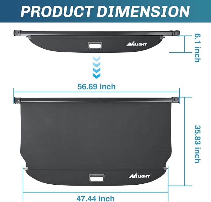 Nilight Trunk Cargo Cover for Hyundai Santa Fe 2024 2025, Retractable Security Shade Rear Cargo Cover, with Trunk Storage Net