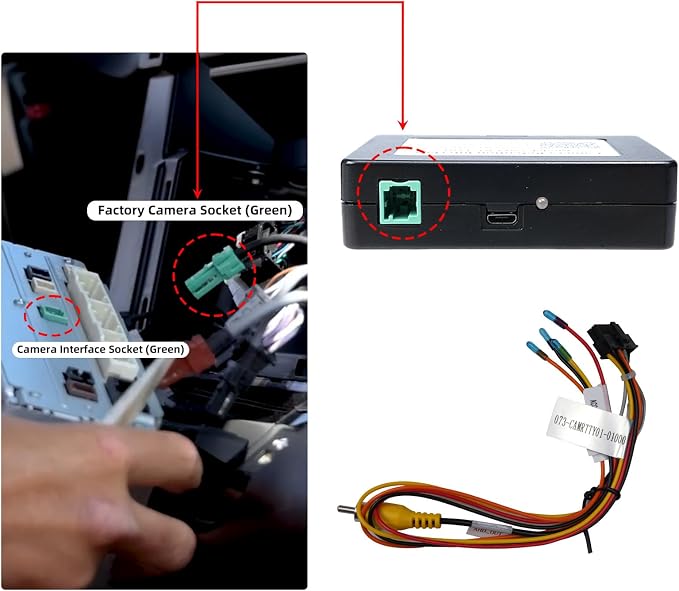 dasaita Camera Adapter for Toyota Tundra 2022 2023 2024 2025 RAV4 Corolla 2023 2024 Factory Backup Camera Video Signal Adapter Reverse Camera Adapter
