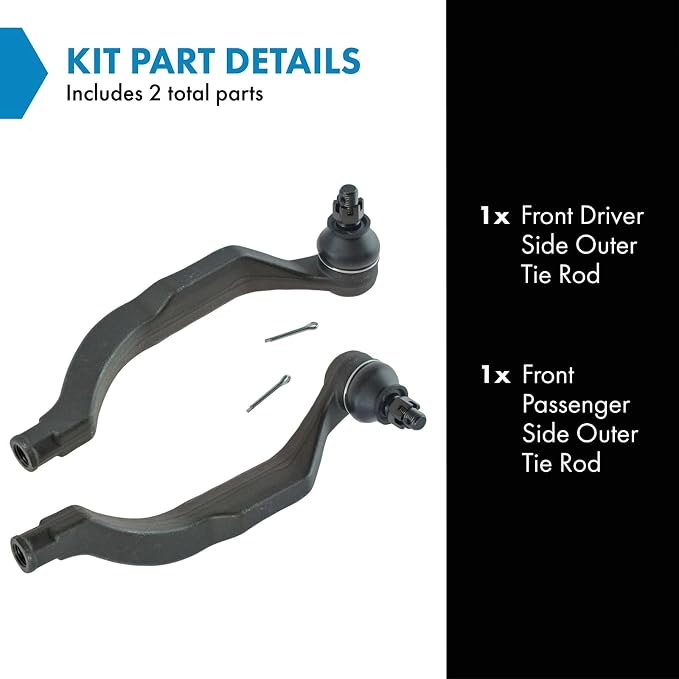 TRQ Outer Driver and Passenger Side Tie Rod Set 2 Piece Compatible with 1996-2004 Acura RL 1997-1998 Acura TL V6 3.2L