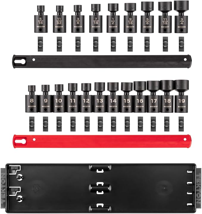 TEKTON 3/8 Inch Drive Universal Joint Impact Socket, 21-Piece | SID97200