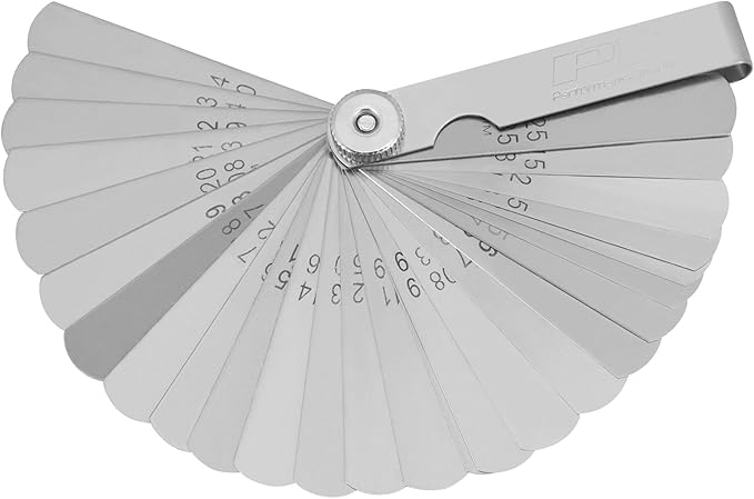 Performance Tool W80528 26-Piece Straight Blades Feeler Gauge Set for Precise Engine Measurements in SAE and Metric Sizes from .0015 to .635 mm