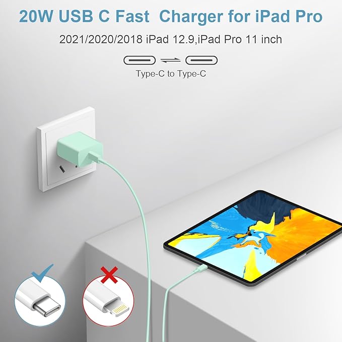 iPhone 17 16 15 Charger Fast Charging 3 Pack USB C Charger Block Type C Chargers 6FT Cord Wall Chargers Compatible with iPhone Air/17/17 Plus/17 Pro/17 Pro Max/16/16 Plus/16 Pro/16 Pro (Green)