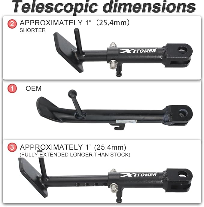 Xitomer 0-2'' Adjustable Kickstand Fit for Rebel CMX300 2017-2025, CMX500 ABS 2019-2026, Rebel 500 ABS SE 2021-2026, Rebel 300 E-Clutch 2026, Rebel 300 ABS 2019-2024 Motorcycle Adjustable Side Stand