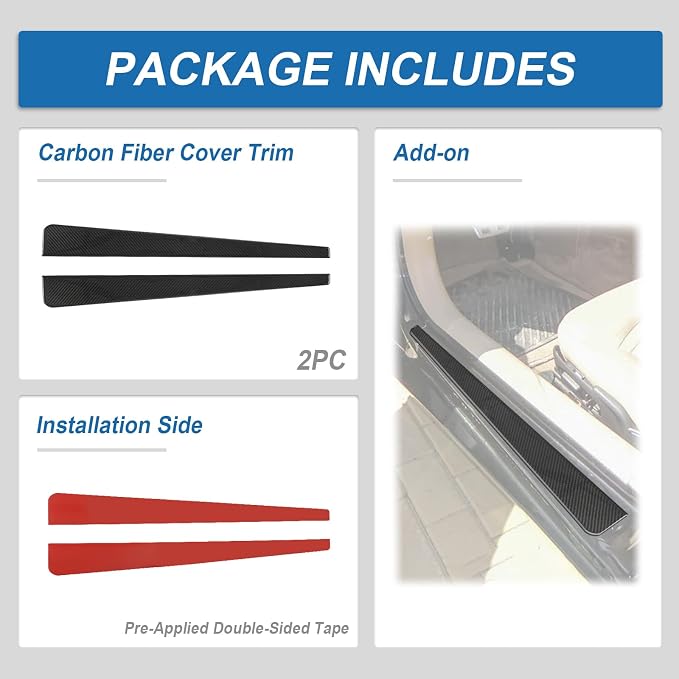 Real Carbon Fiber Inner Door Sill Protector Compatible with Corvette C5 1997–2004, Door Sill Plates Interior Decor Sticker Accessories