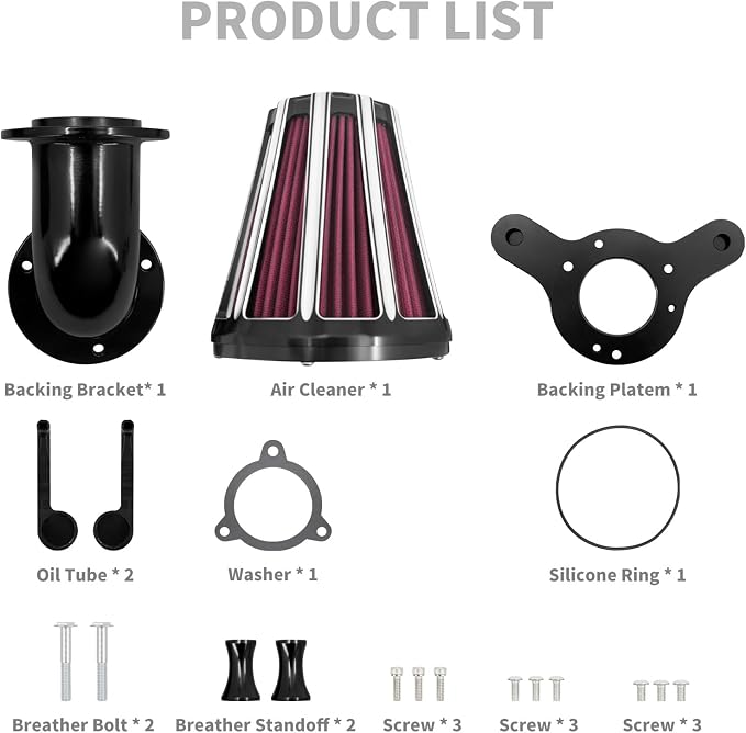 Air Cleaner Filter 90° Forward-Facing Intake Kit CNC Fit for Harley Touring Softail Dyna Sportster XL (Black Housing Red Element, C For Touring 08-16,Softail 16-17,Trike 08-16)