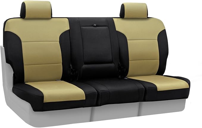 Coverking Custom Fit Front 50/50 Bucket Seat Cover for Select Ford F-Series Models - Neosupreme (Tan with Black sides)