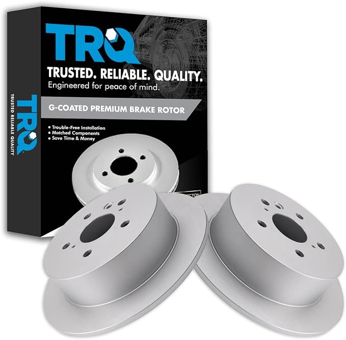 TRQ Rear Brake Rotor Set G Coated Solid Compatible with 2009-2015 Toyota Venza