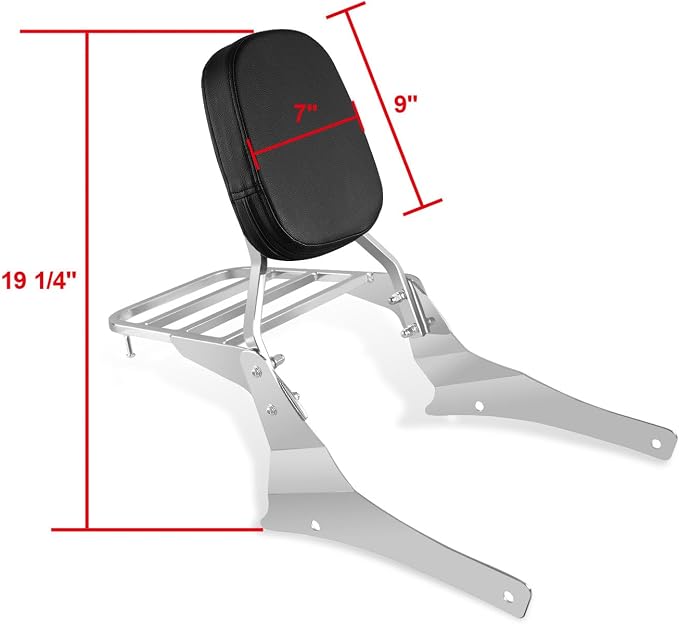 Sissy Bar & Luggage Rack for Suzuki Volusia VL800 (Chrome) | 2001-2011 Passenger Backrest
