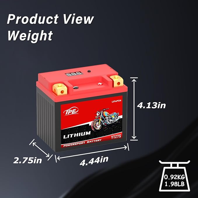 TPE Lithium YTZ7S-BS 12V 4AH 380CCA Motorcycle Battery Powersport Battery for ATV, Jet Ski, Scooter, PWC & More