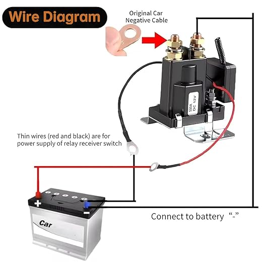 12V Wireless Remote Battery Disconnect Switch, Remote Control Relay Master Switch, Anti-Theft Battery Kill Switch for Car, RV, ATV, Truck, Classic Car, DIY Installation
